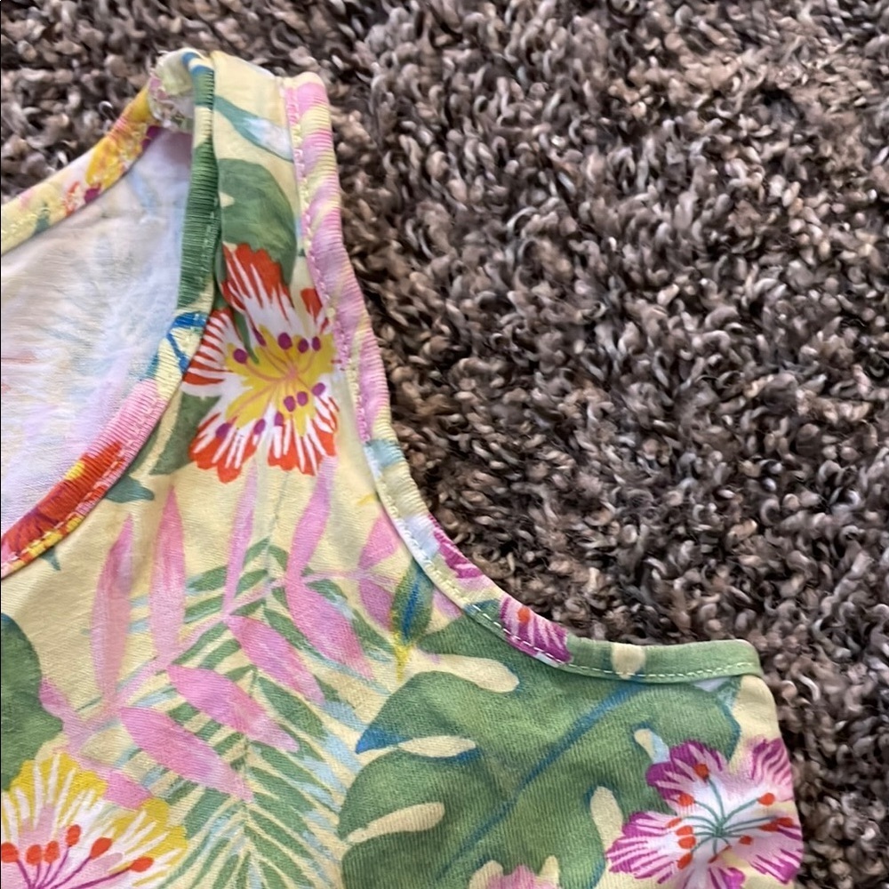 H&M Tropical Green & Pink Floral Tank Top Girls Dress - Picture 4 of 5